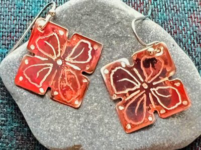 Flame Painted Copper Earrings 1